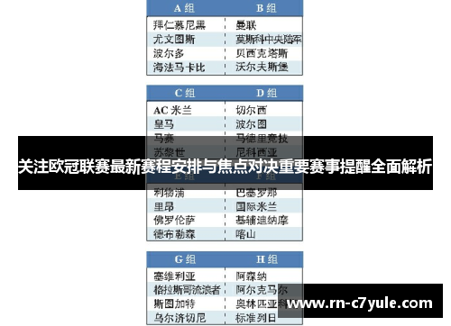关注欧冠联赛最新赛程安排与焦点对决重要赛事提醒全面解析 关注欧冠联赛最新赛程安排与焦点对决重要赛事提醒全面解析