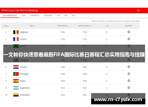 一文教你快速查看最新FIFA国际比赛日赛程汇总实用指南与提醒